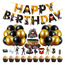 Zyozi Free Fire Theme Birthday Decoration Kit Gold Black - Pack of 37-image-35