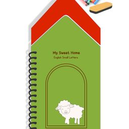 The Funny Mind Hut Shaped Wooden Reusable and Traced English Small Letters or Alphabets Writing Practice Chalk Book For Kids & Pre Learners - English-12