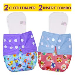 Bembika Reusable Cloth Diaper With Insert Pack of 2  Multicolour-0