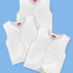 Babyhug 100% Cotton Sleeveless Jhablas Pack Of 3 - White-picture-17