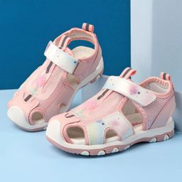 Cute Walk by Babyhug Sandals Velcro Closure with Butterfly Applique - Pink-image-23
