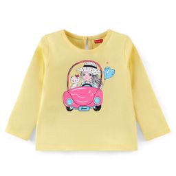 Babyhug 100% Cotton Knit Full Sleeves T-Shirt with Doll Graphics - Yellow-image-16