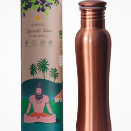 Sarveda Curved Plain Copper Water Bottle-  1000 ml-image-1