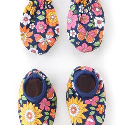 Babyhug 100% Cotton Knit Floral Printed Mittens & Booties - Navy Blue-image-61