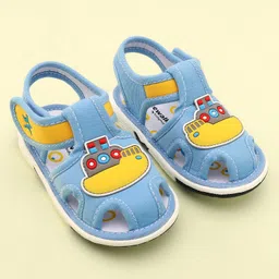 Cute Walk by Babyhug Velcro Closure Musical Sandals with Ship Applique -Sky Blue-picture-14
