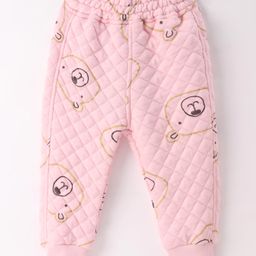 Little Kangaroos Full length Fleece and Woollen Pant Bear Print - Pink-image-67