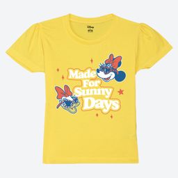 Wear Your Mind Cotton Disney Mickey & Friends Featuring Half Sleeves Minnie Mouse & Daisy Duck Printed Tee - Yellow-picture-13