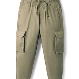 Pine Kids Cotton Elastane Woven Full Length Solid Coloured Trouser With Cargo Pockets - Khaki-image-89