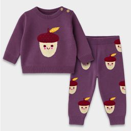 MI Arcus Knit Full Sleeves Acorn Designed Sweater & Joggers Set - Purple-picture-43