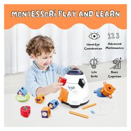 SVE Spaceship Building Blocks Montessori Toy, Threading Game Sorting Game Building Block Toy, Stacking Tower Motor Skills Toy from 1 Year Birthday Gifts for Boys Girls and Toddlers - Multicolor image 2
