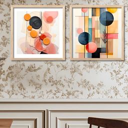 Kotart White & Orange 2 Pieces Wooden Abstract Wall Arts-picture-25