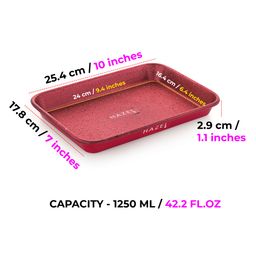 HAZEL Non Stick Cake Tray for Baking Rectangular Shape For Homemade Cake with Granite Finish Nonstick Cake Baking Tray Red 1250 ml - Pack of 1 image 4