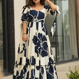KALINI Floral Print Puff Sleeve Maxi Dress-image-19