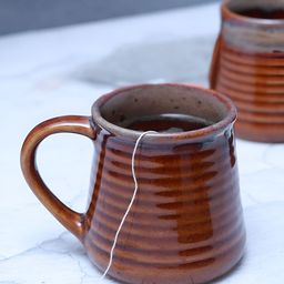 Unravel India Brown 2 Piece Handcrafted Ceramic Mugs-21