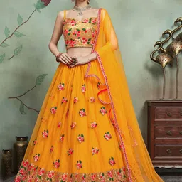 DIVASTRI Embellished Thread Work Semi-Stitched Lehenga & Unstitched Blouse With Dupatta-50