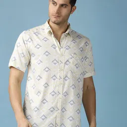 SNX Men Tailored Fit Opaque Printed Casual Shirt-picture-36