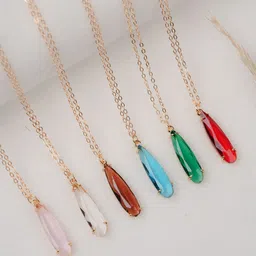 Zeraki Jewels Gold-Plated Oval Pendants with Chains-picture-13