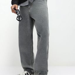 Urbano Fashion Men's Light Grey Loose Baggy Fit Non-Stretchable Washed Jeans-picture-49
