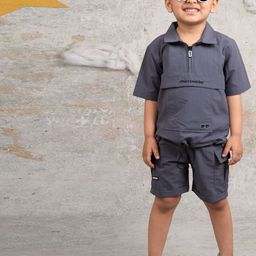 LITTLE COLLARS Boys Shirt Collar T-shirt With Shorts-image-88
