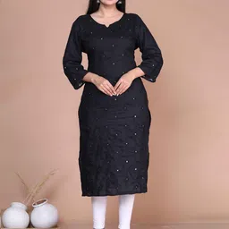 Doriyaan Floral Embroidered Mirror Work Straight Kurta-49