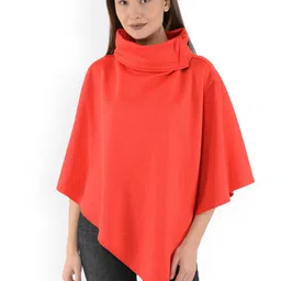 Gipsy Women Red Solid Poncho-picture-47