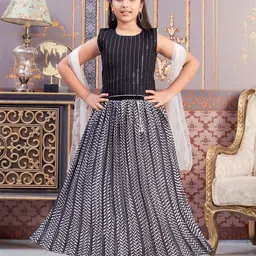 Aarika Girls Embellished Ready to Wear Lehenga & Blouse With Dupatta-image-99