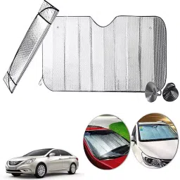 Auto Pearl F224 Dashboard Sun Shade Cover with Suction Cup for Sonata Embera (Silver)-26