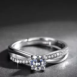 kazare Rhodium-Plated Stone Studded Finger Ring-picture-7