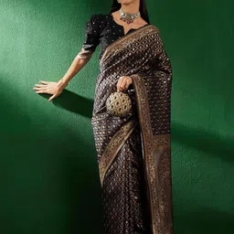 DEVATITHI Woven Design Black Banarasi Silk Saree-picture-55