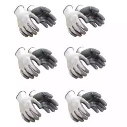 Foot Trends Nylon Safety Gloves Free Size Grey for Men & Women (6 Pair)-image-0