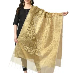 A R SILK DUPATTA HUB Floral Woven Design Chanderi Dupatta With Zari-picture-4