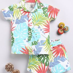 YK X Tinyo Boys Tropical Printed Pure Cotton Clothing Set-picture-3