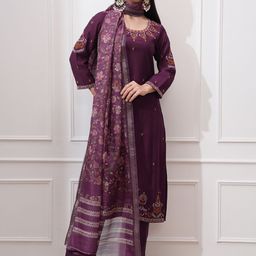 Vishudh Women Ethnic Motifs Embroidered Regular Thread Work Kurta with Trousers & With Dupatta-picture-43