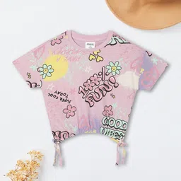 max Girls Conversational Printed Round Neck Cotton T-shirt-image-73