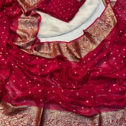 PAYAL CREATION Floral Pure Georgette Heavy Work Maheshwari Saree-image-8