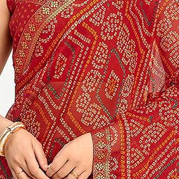 Anouk Rustic Bandhani Printed Zari Pure Chiffon Saree image 5