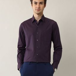 Arrow Men Slim Fit Spread Collar Pinstripes Striped Cotton Formal Shirt-image-37