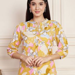 CORSICA Women Floral Printed Mandarin Collar Cotton Shirt Style Top-picture-28