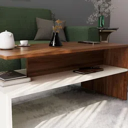 homeeasy Brown & White Modern Wooden CoffeeTable With Storage-10