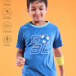 Pine Active Skin Friendly & Breathable Half Sleeves T-Shirt Text Printed - Blue-image-15