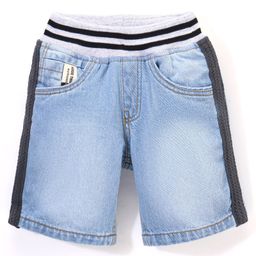 Little Kangaroos Above Knee Length Solid Color Denim Shorts - Light Blue-image-43