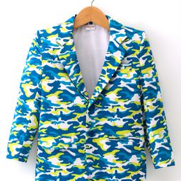 Babyhug Full Sleeves Blazer with Camouflage Print - Blue-image-45