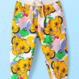 Babyhug Disney Terry Knit Full Length Lounge Pant with Lion King Print - White-image-58