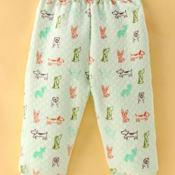 Tango Cotton Knit Full Length Lounge Pant withn Animal Print - Green-picture-16