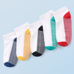 Honeyhap Premium Cotton Knit Bomboo Blend with Bio Finish Ankle Length Designed Socks Pack of 5 - Multicolor-picture-4