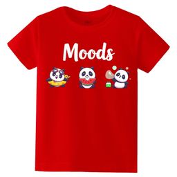 KAVEE Pure Cotton Half Sleeves Panda Printed Bio Washed Tee - Red-image-70