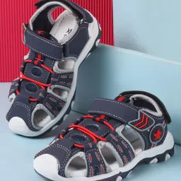Cute Walk by Babyhug Velcro Closure Sandals - Navy Blue-picture-37