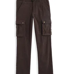 CAVIO Cotton Blend Woven Solid Cargo Pant With Belt - Brown-picture-34