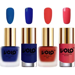 VOLO Set Of 4 Velvet Matte & Extra Shine Nail Polish-8 ml & 9.9 ml Each Shade 19- 44-66-56-19