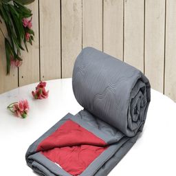 RRC Grey & Maroon Microfiber AC Room 150 GSM Double Bed Dohar-image-15